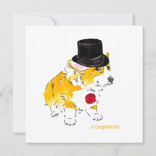 Top Hat Corgi Invitations