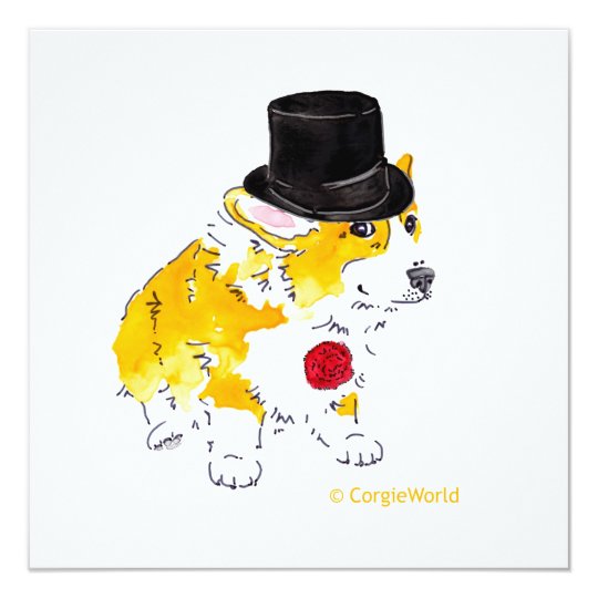 Top Hat Corgi Invitations