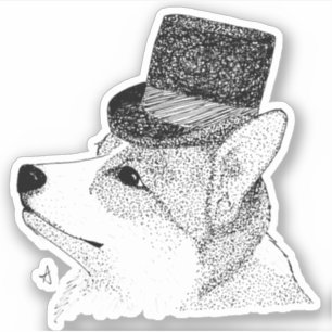 Top Hat Corgi Sticker