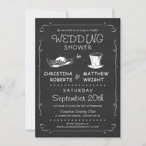 Top Hat Couples Wedding Shower Invitation