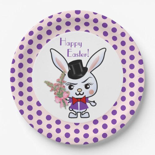 Top Hat Easter Bunny 9 Paper Plate