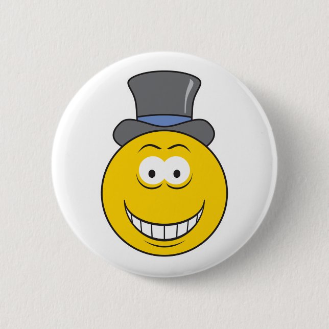 Top Hat Face Pinback Button (Front)