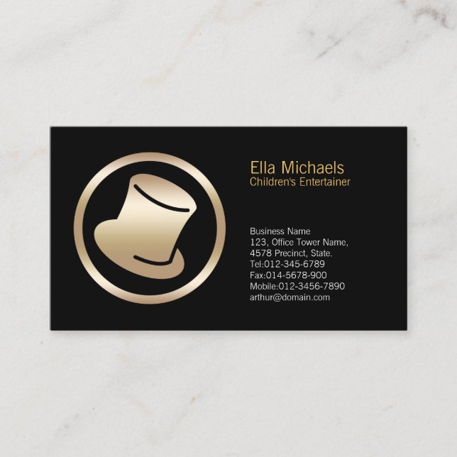 Top Hat Icon Children's Entertainer Business Card (Front)