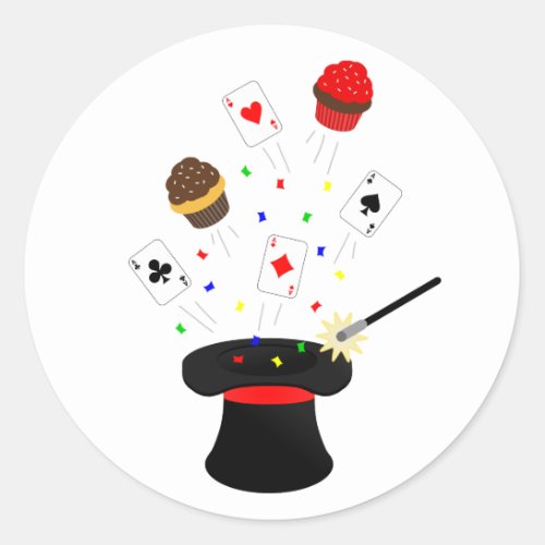 Top Hat Magic Show Birthday Party Classic Round Sticker