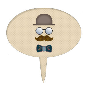 Top Hat, Moustache, Glasses and Bow Tie Cake Topper