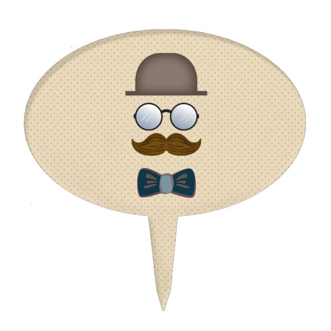 Top Hat, Moustache, Glasses and Bow Tie Cake Topper (Front)