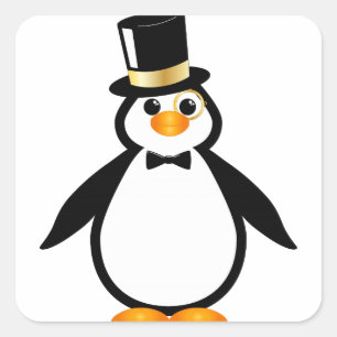 Top Hat Penguin Square Sticker