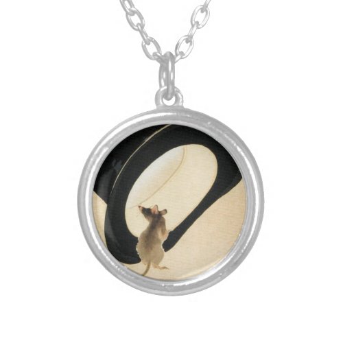 Top Hat Rat Year Chinese Zodiac Birthday Round N Silver Plated Necklace
