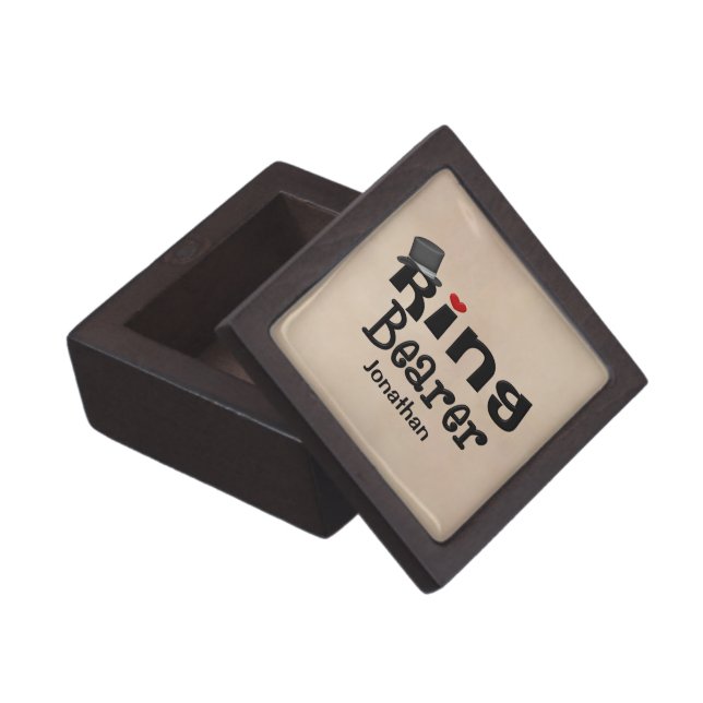 Top Hat Ring Bearer Jewelry Box (Opened)
