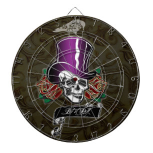 Top Hat Skull and Raven Dartboard With Darts