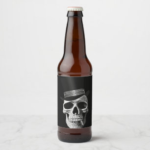 Top hat skull beer bottle label