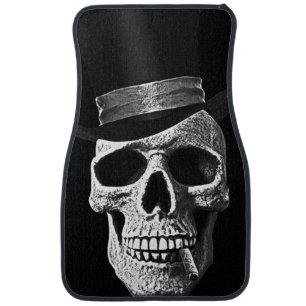 Top hat skull car floor mat