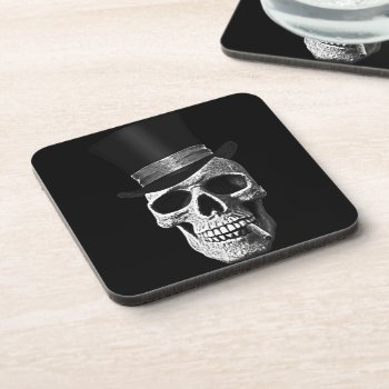 Top Hat Skull Drink Coaster by jahwil at Zazzle