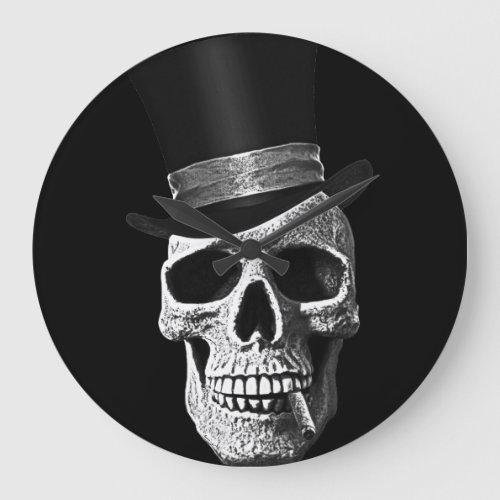 Top hat skull large clock
