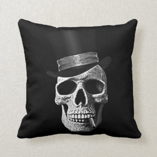 Top hat skull throw pillow