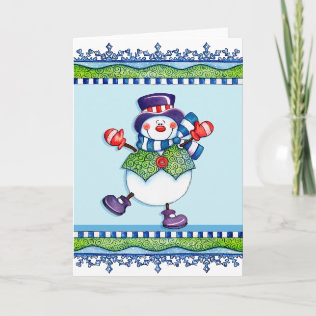 Top Hat Snowman - Greeting Card (Front)