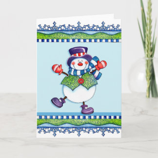 Top Hat Snowman - Greeting Card