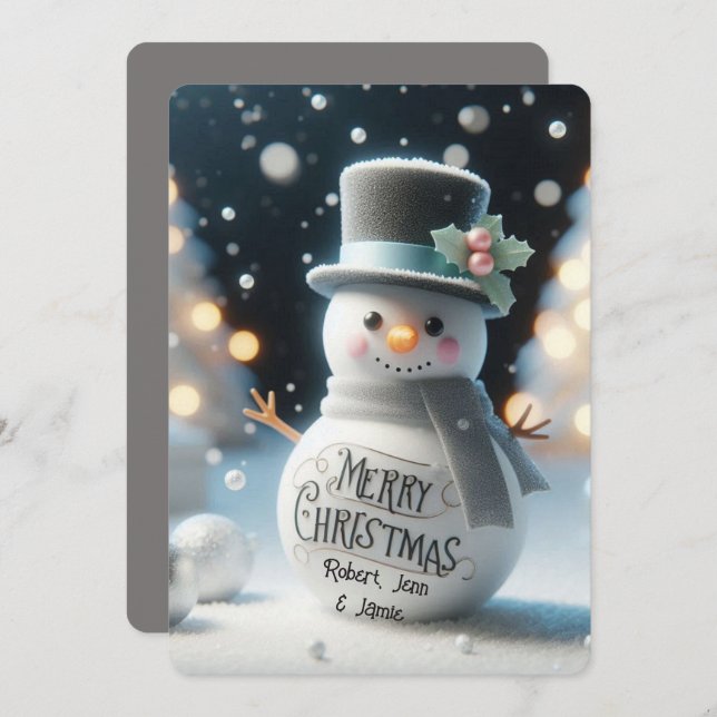 Top Hat Snowman  Holiday Card (Front/Back)