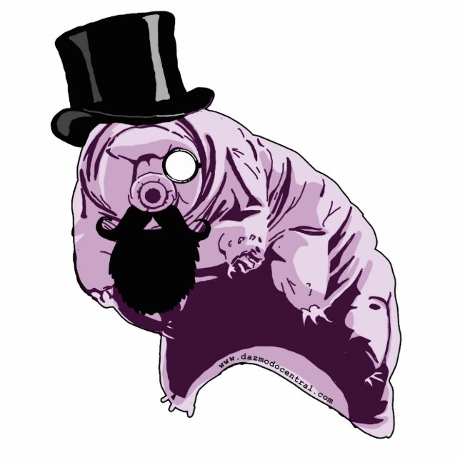 Top Hat Tardigrade Sculpture Pin (Front)