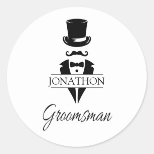 Top Hat Tux Mustache Wedding Bachelor Party Classic Round Sticker