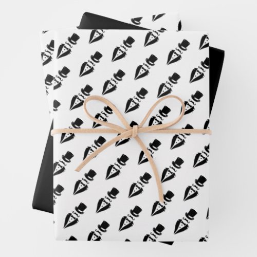 Top Hat Tuxedo Mustache Wedding Wrapping Paper Sheets