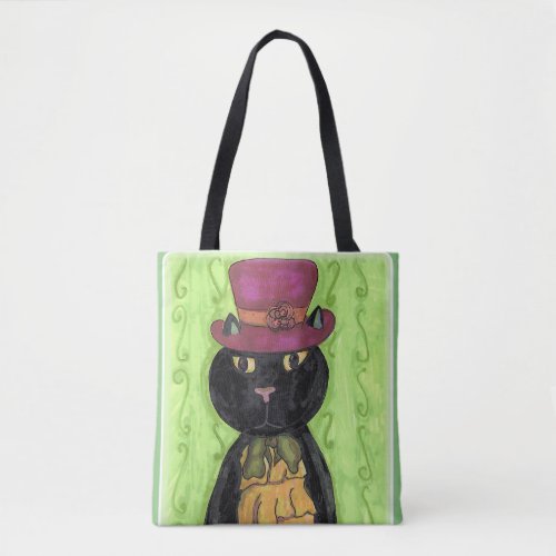 Top Hat Vintage Cat Cool Fun Marker Art Tote Bag