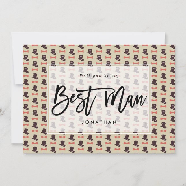 top hat will you be my best man proposal card (Front)