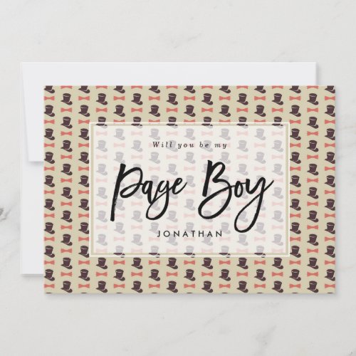 top hat will you be my page boy proposal card