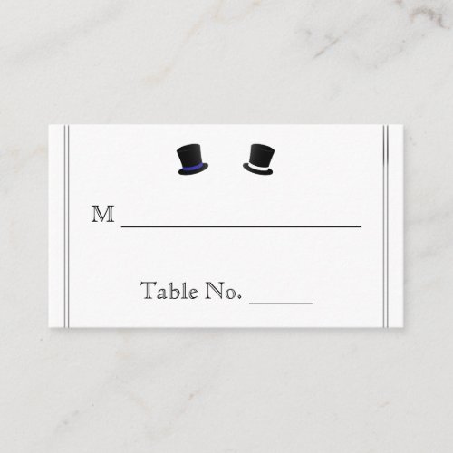 Top Hats and Bow Ties Blue Gay Wedding Place Cards Business Card Template
