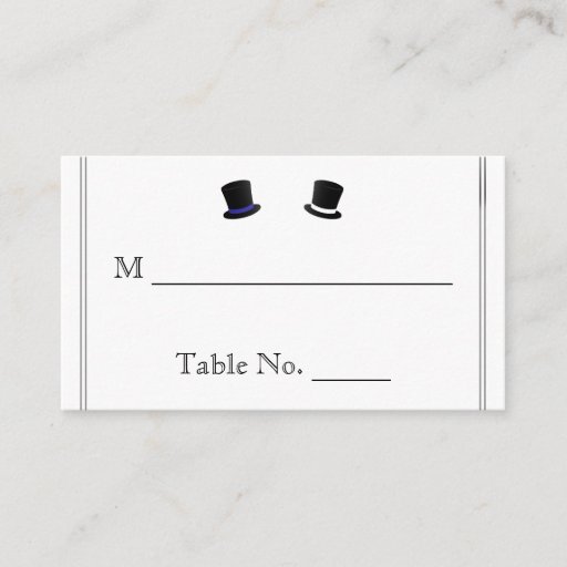 Customizable Top Hats and Bow Ties Blue Gay Wedding Place Cards Business Card Template
