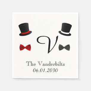 Top Hats and Bow Ties Gay Monogram Wedding Paper Napkins