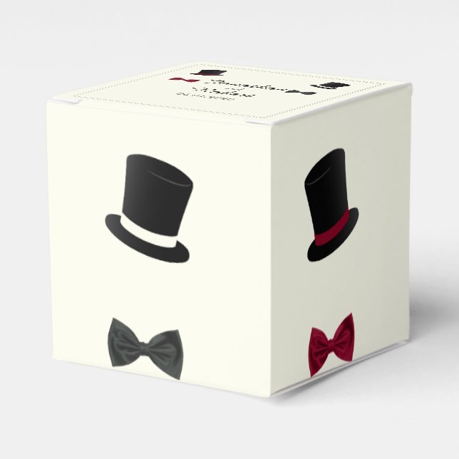 Top Hats and Bow Ties Gay Wedding Favor Box (Front Side)