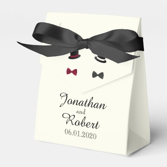 Top Hats and Bow Ties Gay Wedding Favor Box (Front Side)