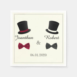 Top Hats and Bow Ties Gay Wedding Napkin