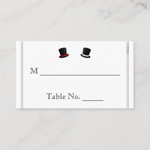 Top Hats and Bow Ties Gay Wedding Place Cards