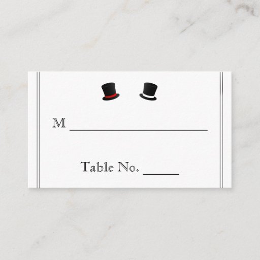 Customizable Top Hats and Bow Ties Gay Wedding Place Cards Business Card