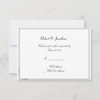 Top Hats and Bow Ties Gay Wedding Response Card