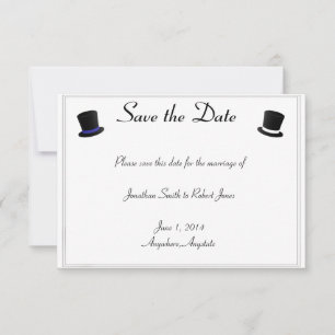 Top Hats Bow Ties Blue Gay Wedding Save the Date