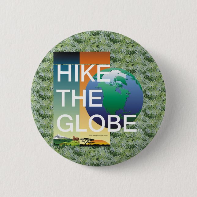TOP Hiking the Globe Pinback Button (Front)