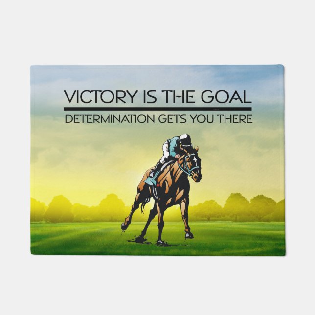 TOP Horse Race Victory Slogan Doormat (Front)