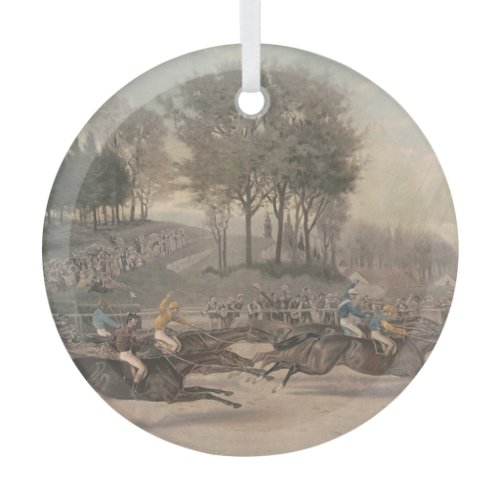 TOP Horse Racing Fan Glass Ornament