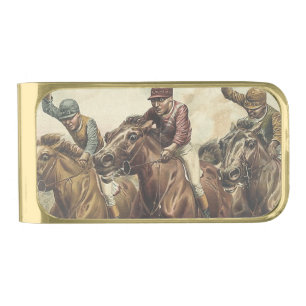 TOP Horse Racing Gold Finish Money Clip