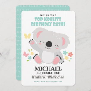 Top Koality Baby Koala Birthday Invitation