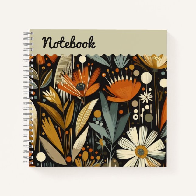 Top label Orange Wildflowers Folk Bloom Notebook (Front)