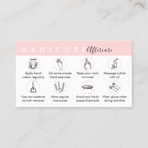 Top manicure aftercare tips business card