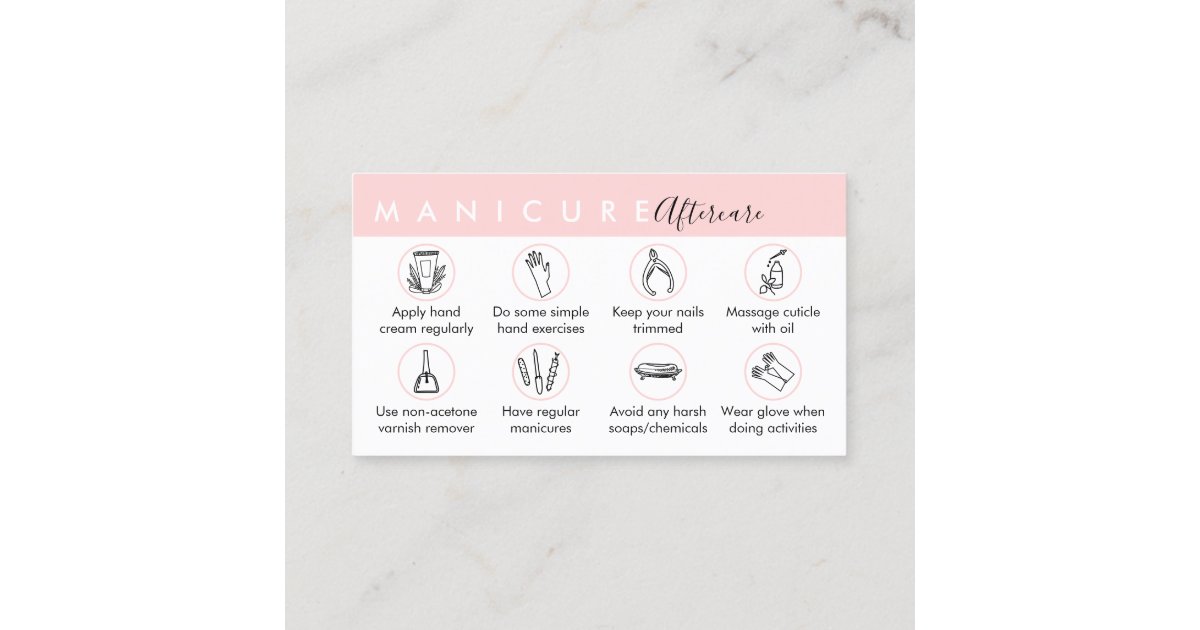 Top manicure aftercare tips business card Zazzle