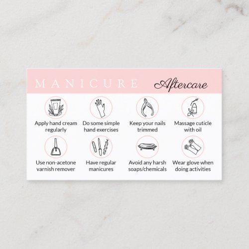 Top manicure aftercare tips business card