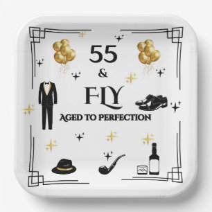 TOP MODEL Men's Birthday Onyx Gold  9"  Paper Plates