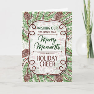 Top Notch Team Business Seasonal Cheer Pine Cones Holiday Card