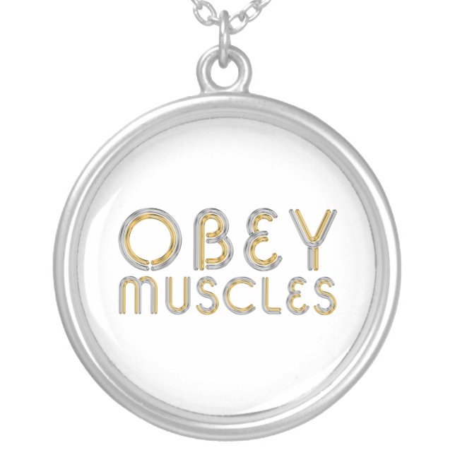TOP Obey Muscles Silver Plated Necklace (Front)